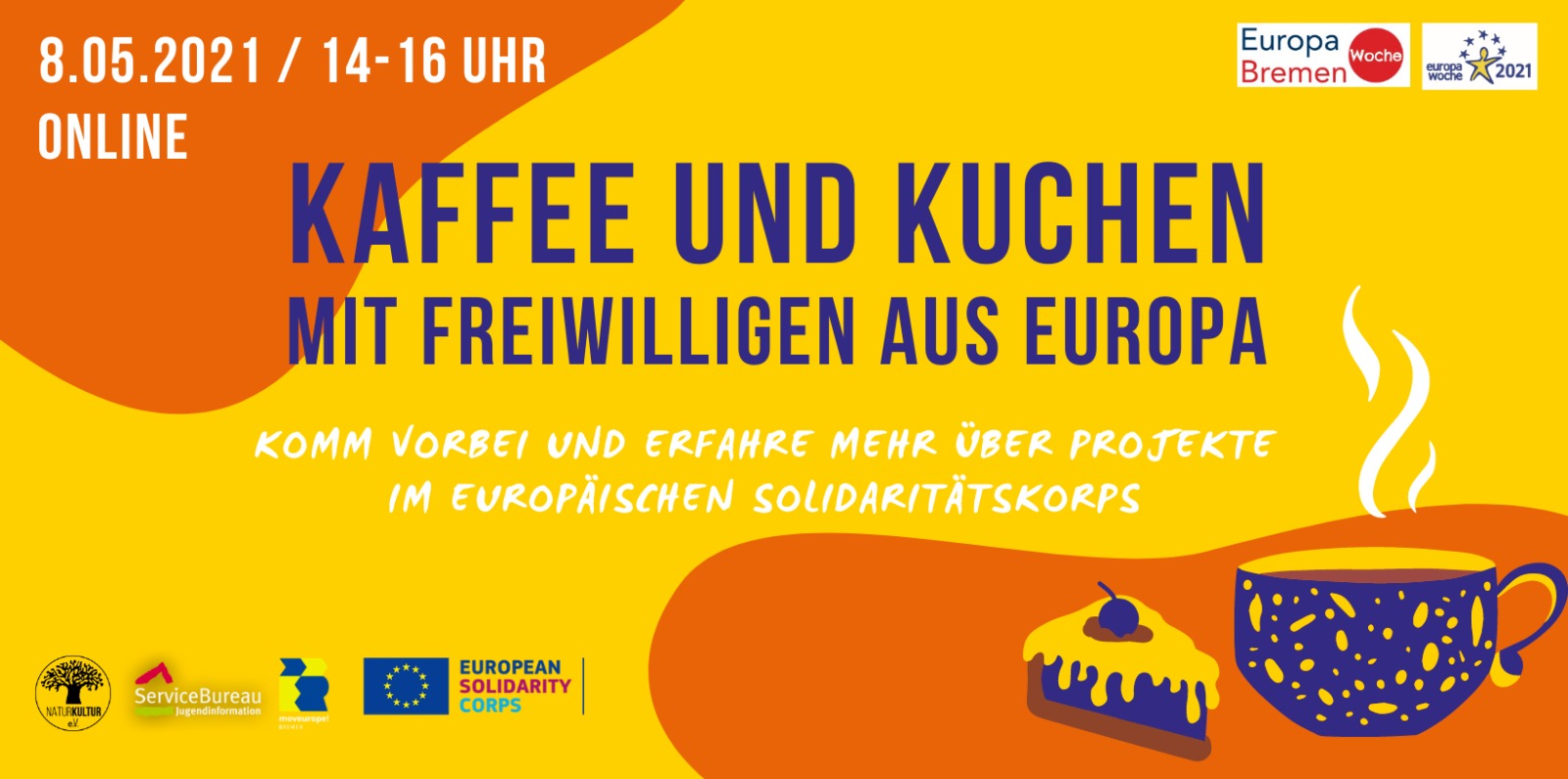 Kaffee und Kuchen mit Freiwilligen aus Europa