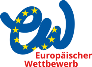 Logo des Europäischen Wettbewerbs: Buchstaben e und w und europäischer Sternenkreis