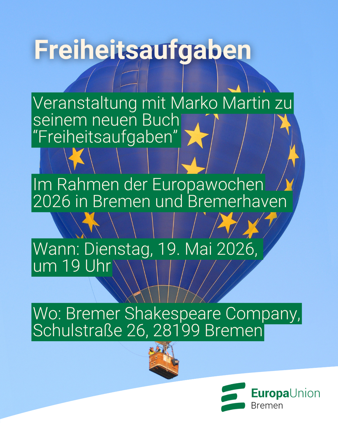 Veranstaltung mit Marko Martin zum Buch "Freiheitsaufgaben"